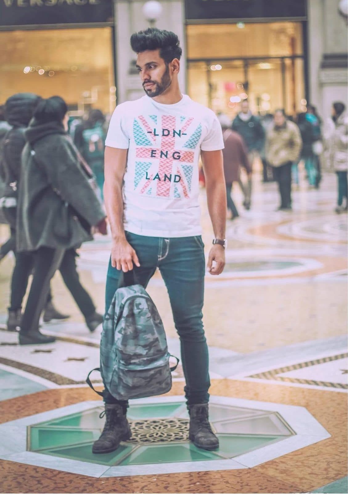 Portrait on the mosaic floor of the Galleria Vittorio Emanuele II in Milan