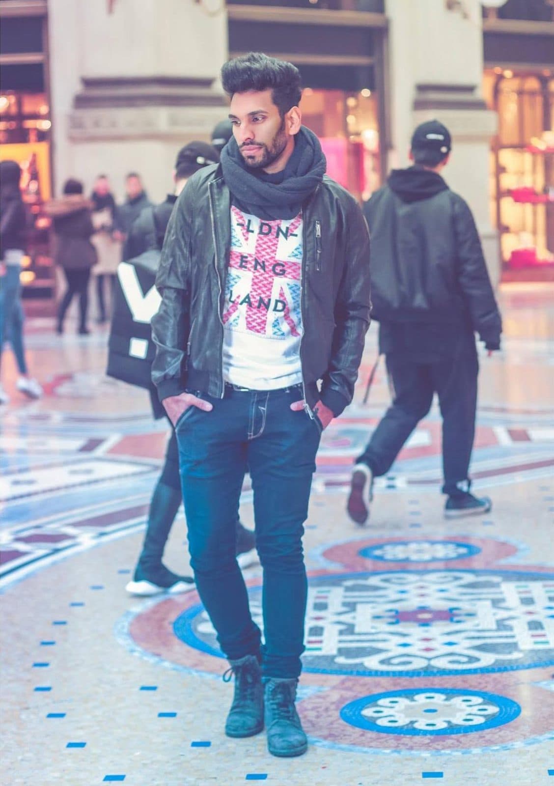 Editorial portrait inside the Galleria Vittorio Emanuele II, Milan
